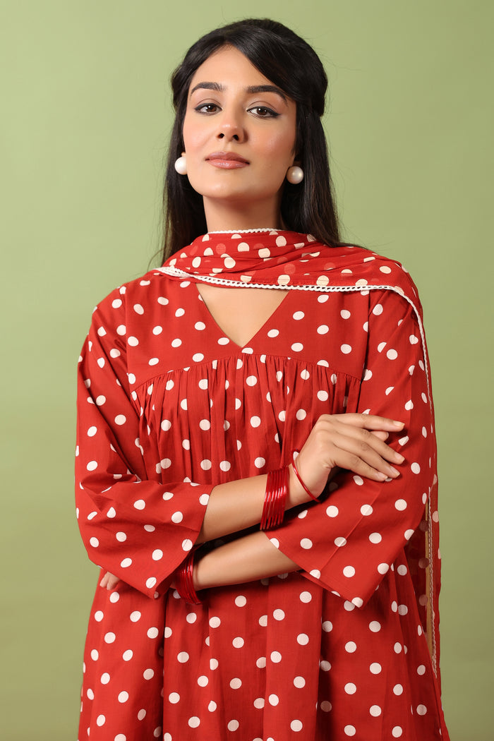 Women's Cotton Printed Straight Kurta Set with Dupatta