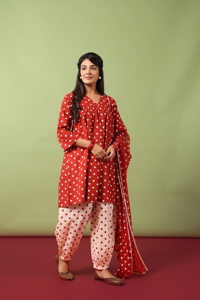 Women's Cotton Printed Straight Kurta Set with Dupatta