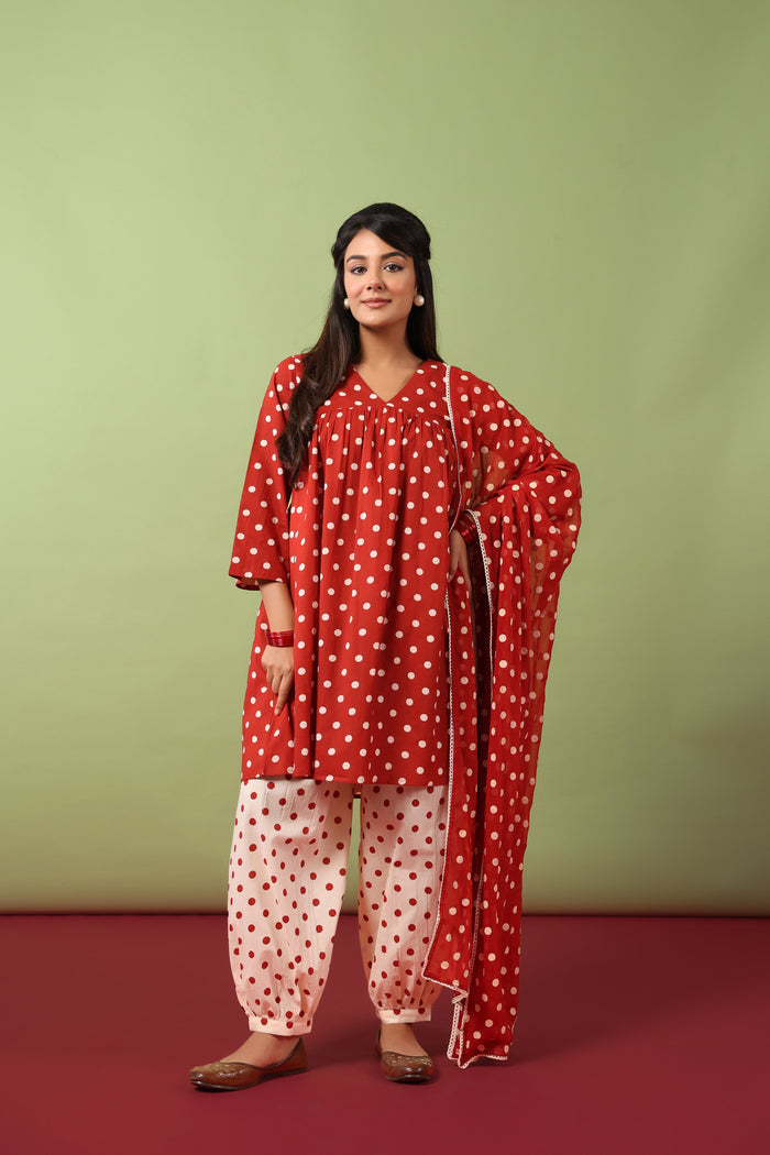 Women's Cotton Printed Straight Kurta Set with Dupatta