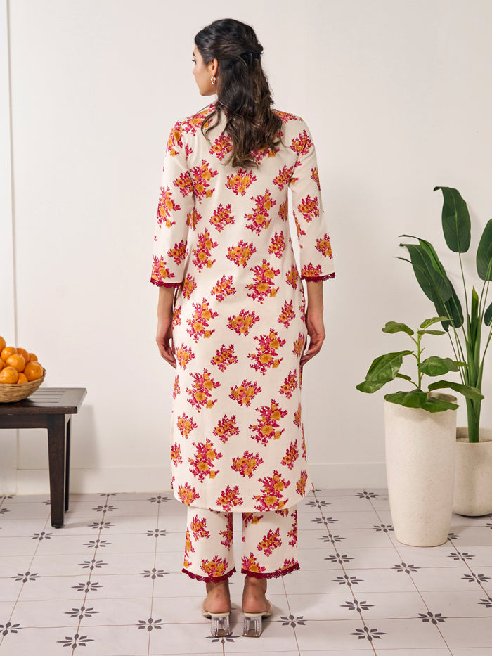 Women's Floral Lace Kurta Set
