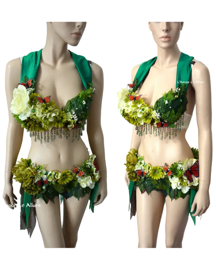 Woodland Green Forest Fairy Bra and Skirt Shorts Costume