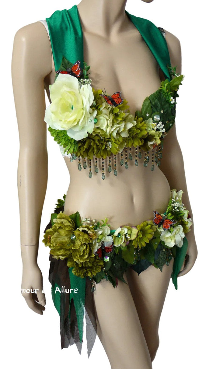 Woodland Green Forest Fairy Bra and Skirt Shorts Costume
