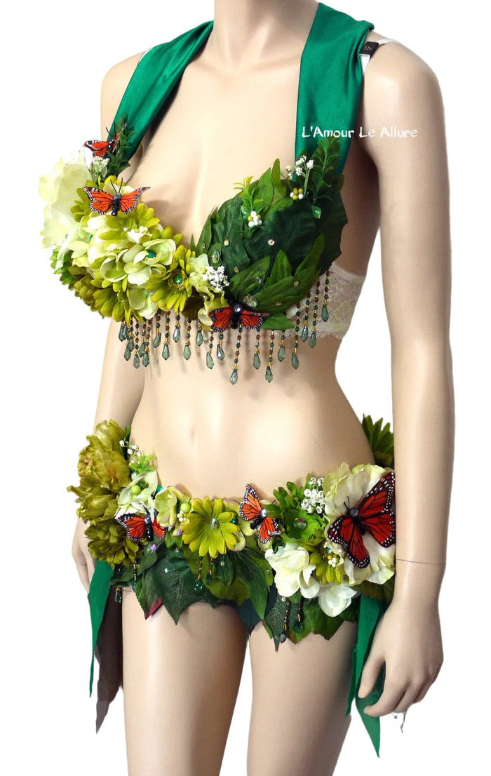 Woodland Green Forest Fairy Bra and Skirt Shorts Costume
