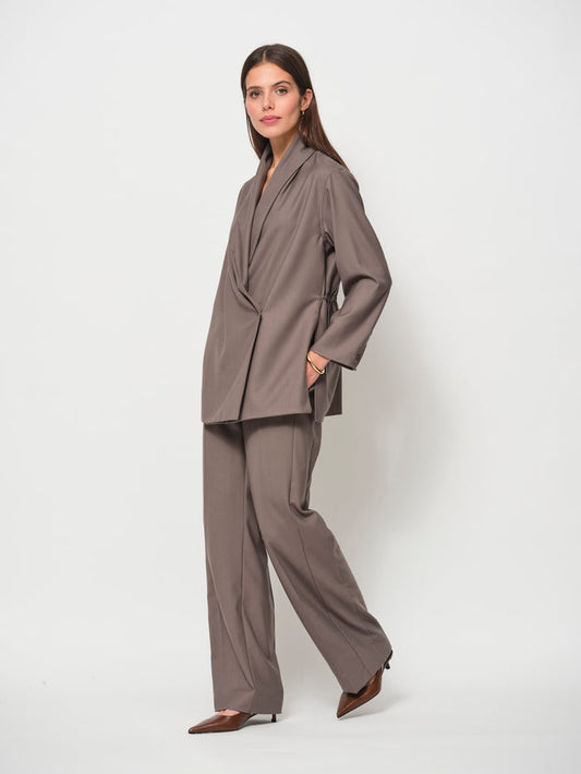 Wool Blend Side Stripe Wide Leg