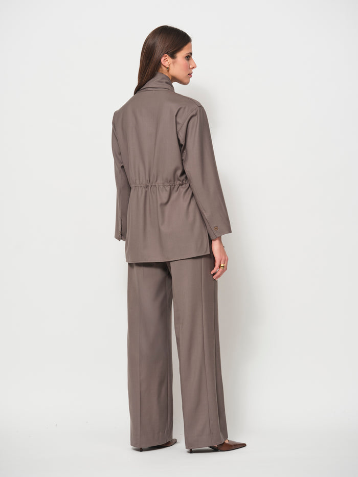 Wool Blend Side Stripe Wide Leg