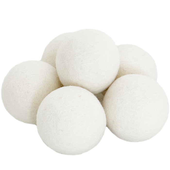 Wool Dryer Balls, 6 Pack XL Size, White