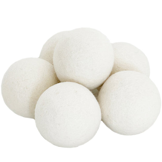 Wool Dryer Balls, 6 Pack XL Size, White