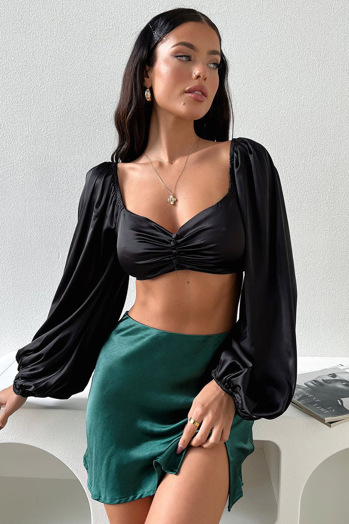 Zara Silk Mini Skirt - Emerald